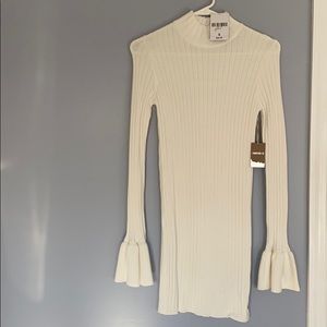 White mock neck sweater dress
